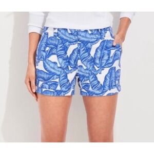 Vineyard Vines Shorts‎ Women 4 Blue White Banana Leaf Tropical Chino Mid Rise